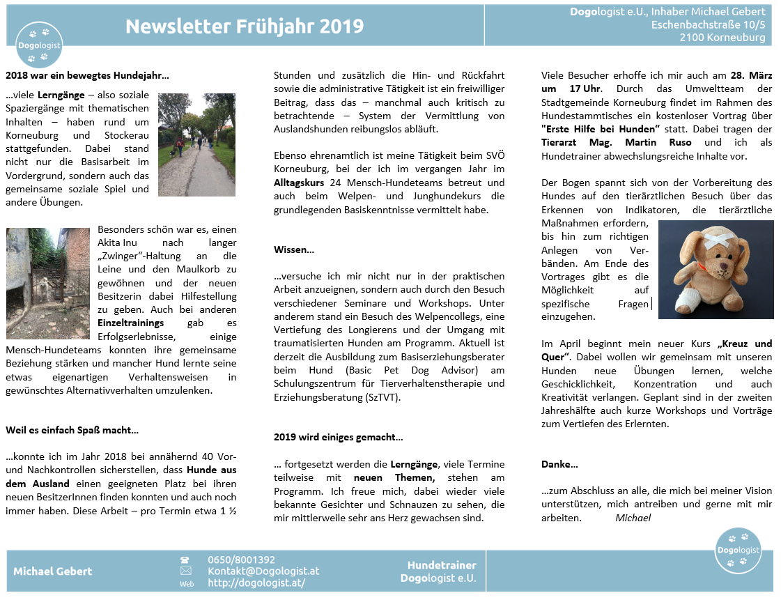 Newsletter Frühjahr 2019