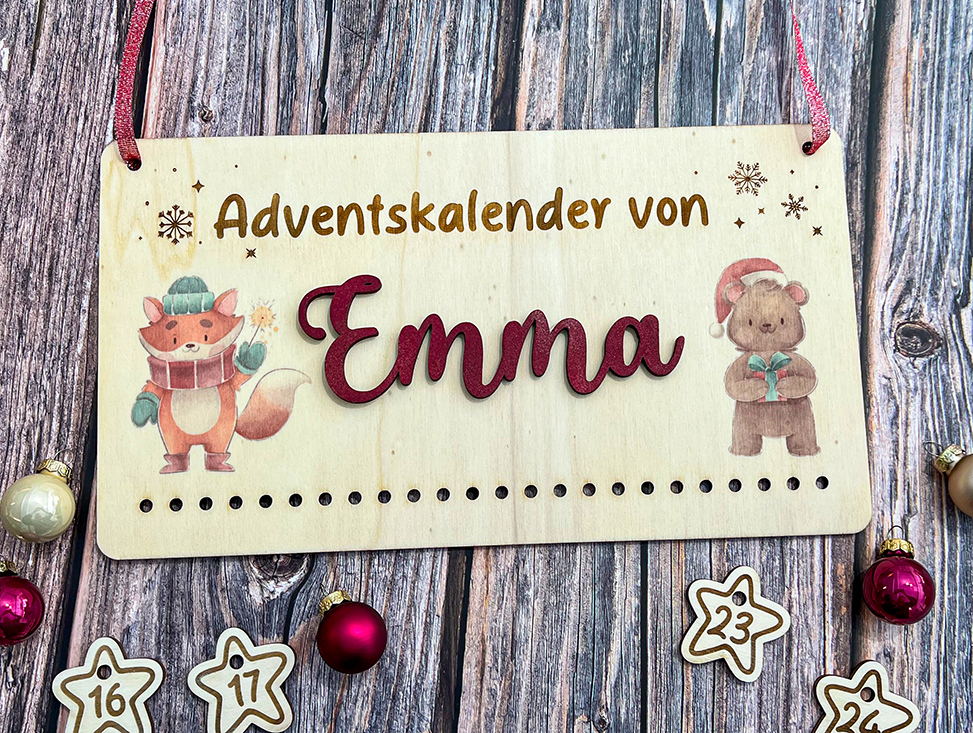 Personalisierter Adventskalender zum selbst Befüllen aus Holz |verschiedene Motive