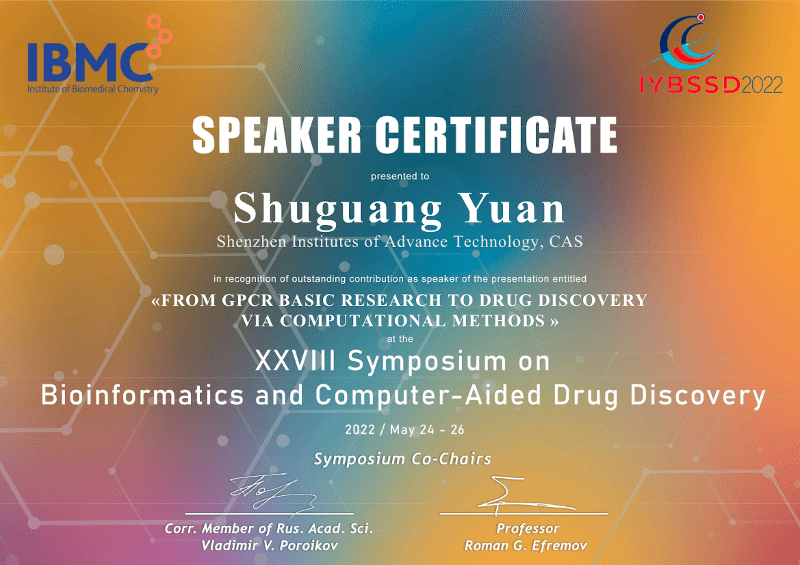 Dr Yuan gave a talk in the XXVIII symposium on Bioinformatics and Computer-Adied Drug Discovery
