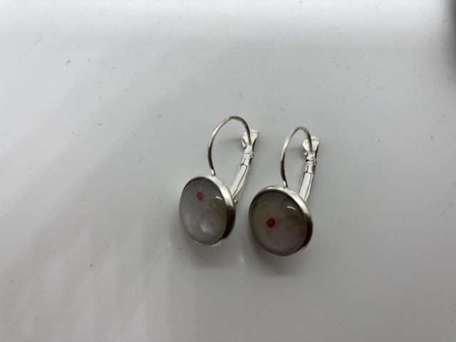 Ohrringe Silber mit weiß und pink