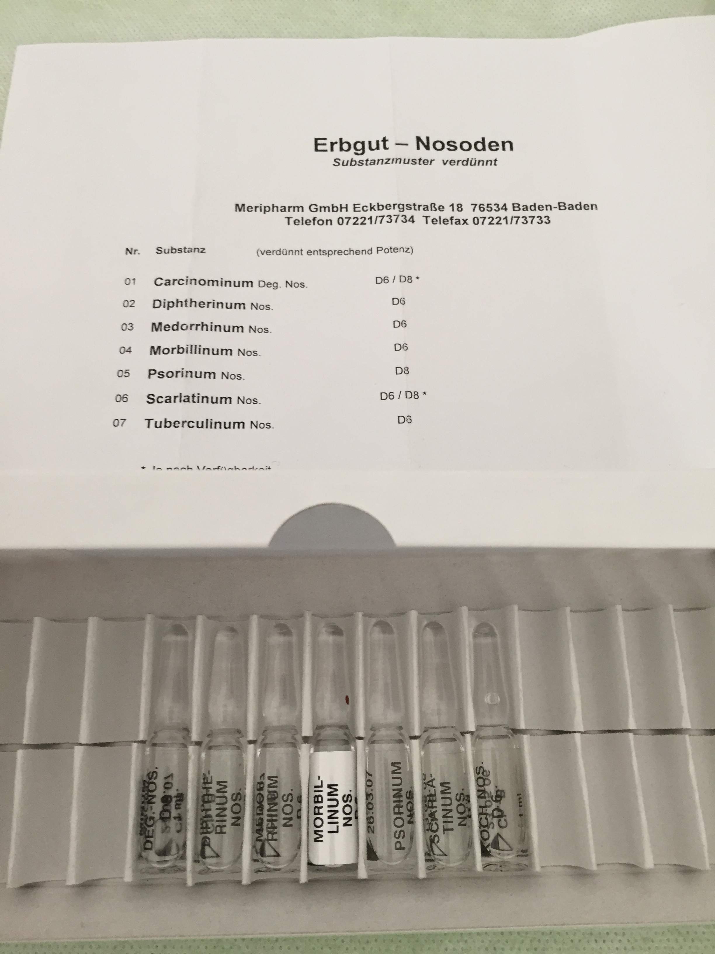 Testsatz Bakterien Nosoden + Erbgut Nosoden, Baujahr 2014