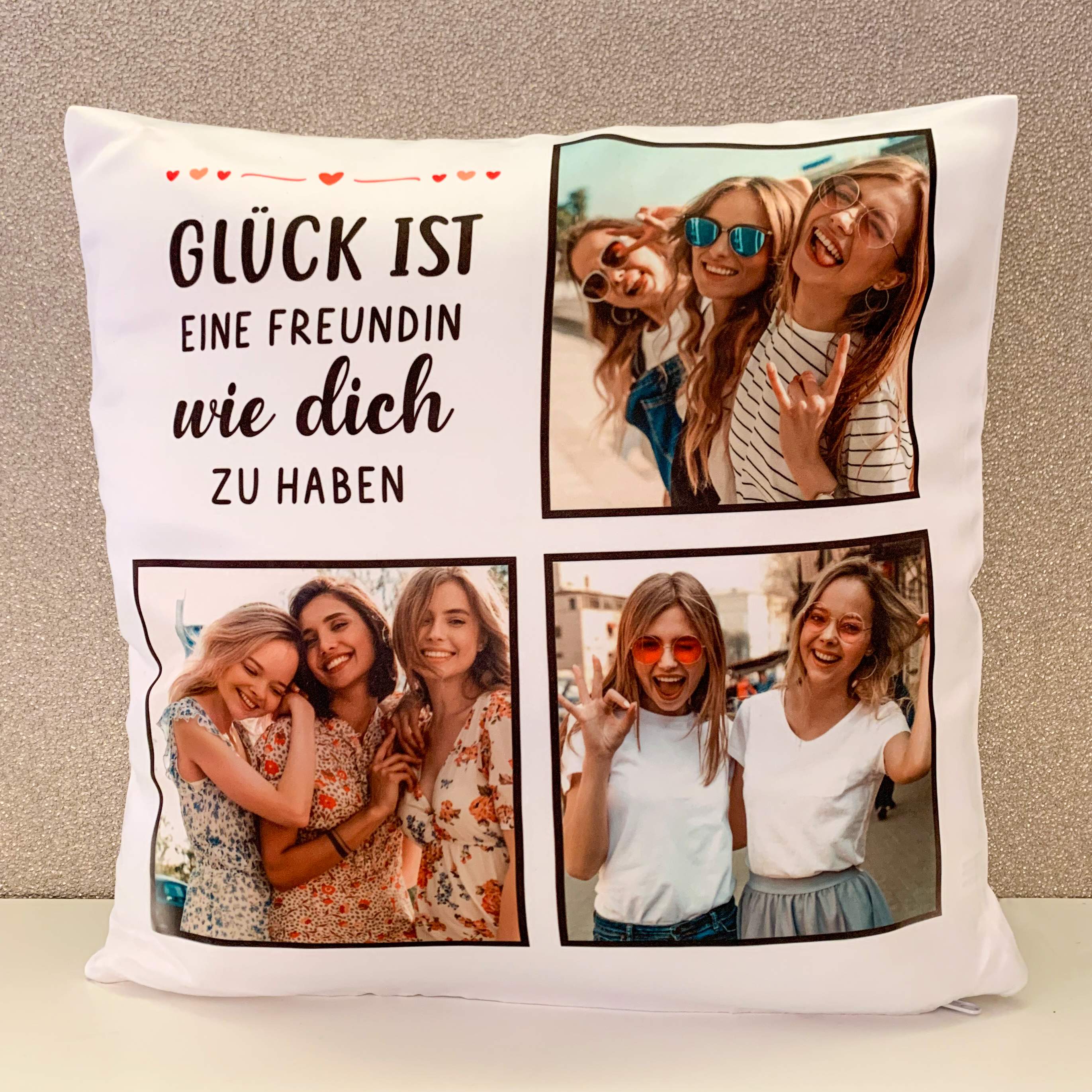 Personalisiertes Kissen mit Foto(s) und Wunschtext | 35 x 35 cm