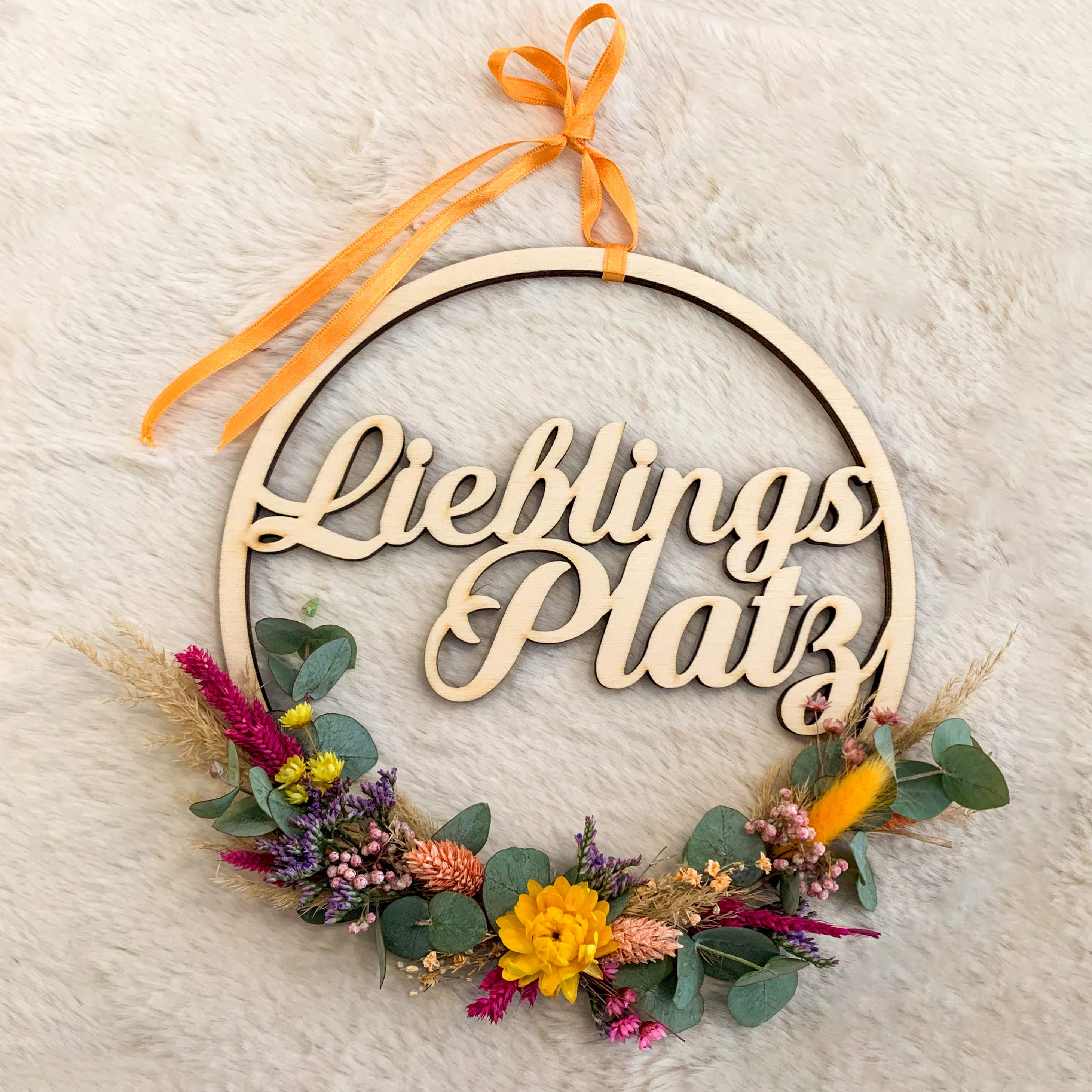 Loop "Klassik" mit Wunschdesign und Trockenblumen in Wunschfarbe