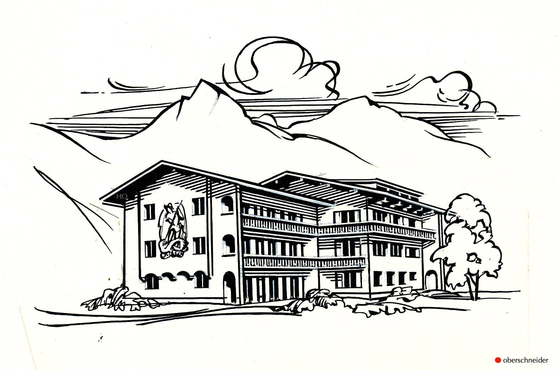 Zeichnung Hotel Bad Hofgastein von Hans Oberschneider