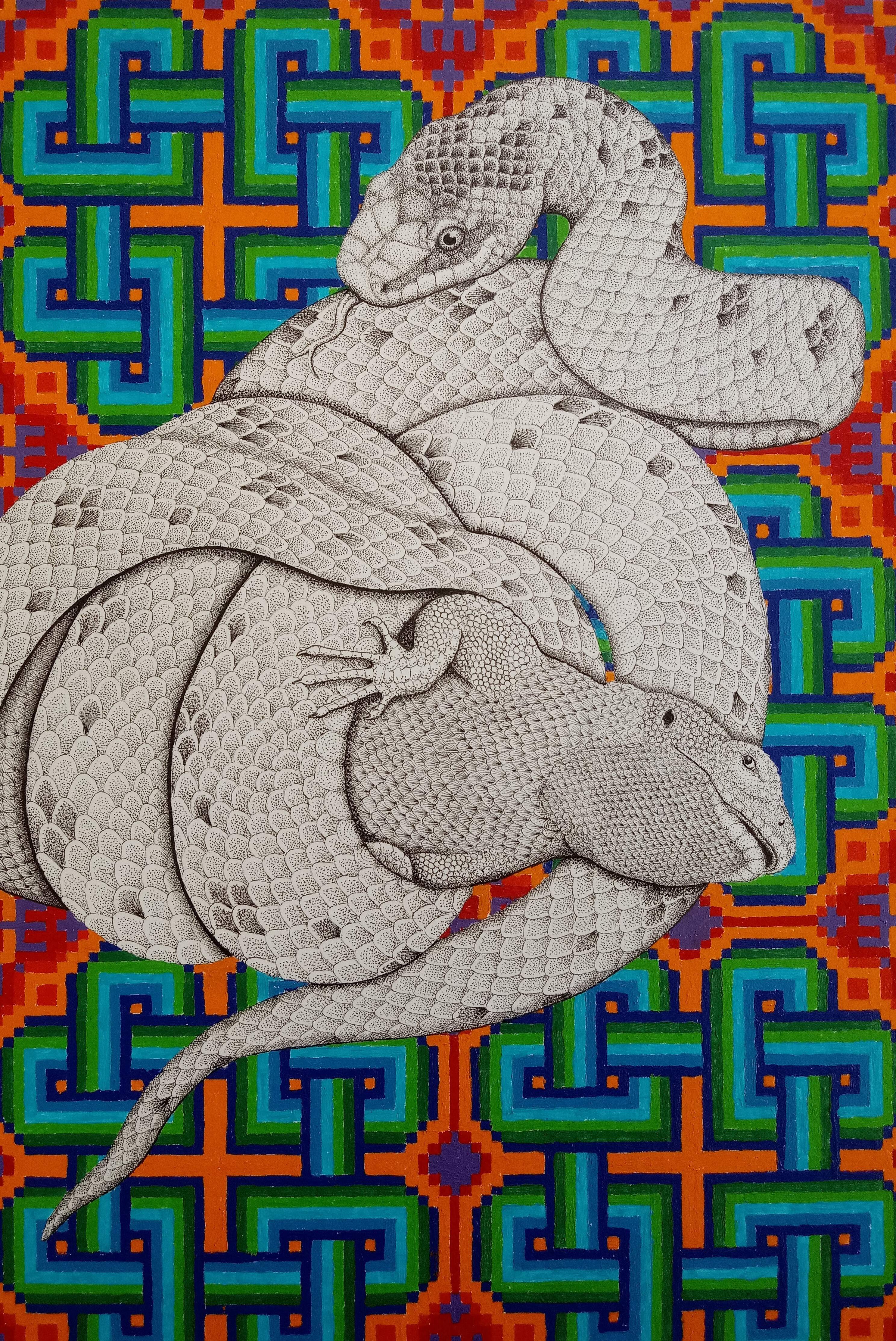 2021, Acrylic and ink on Hahnemühle paper, for "Fantastic Austrian Reptiles", 20x30cm