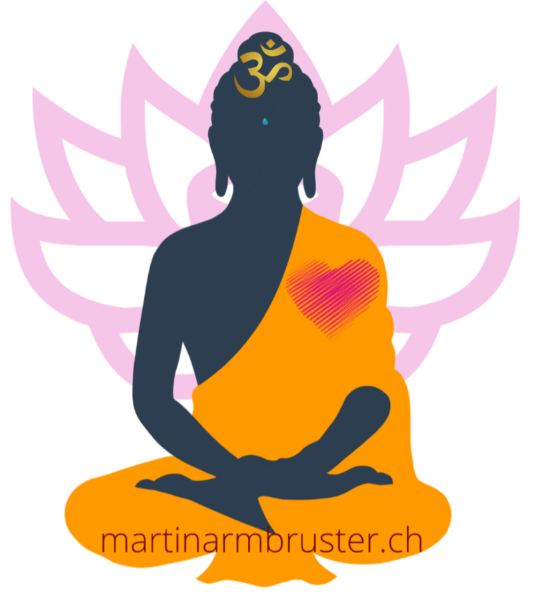 Mein Weg ins Licht, Buddha, farbig, grosses Herz, Om, Meditation, martinarmbruster.ch, orange, rot