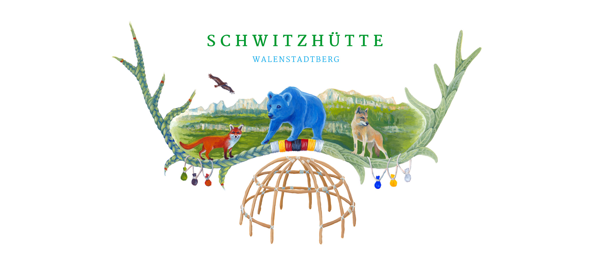 Handgemalte Illustration für Schwitzhütte