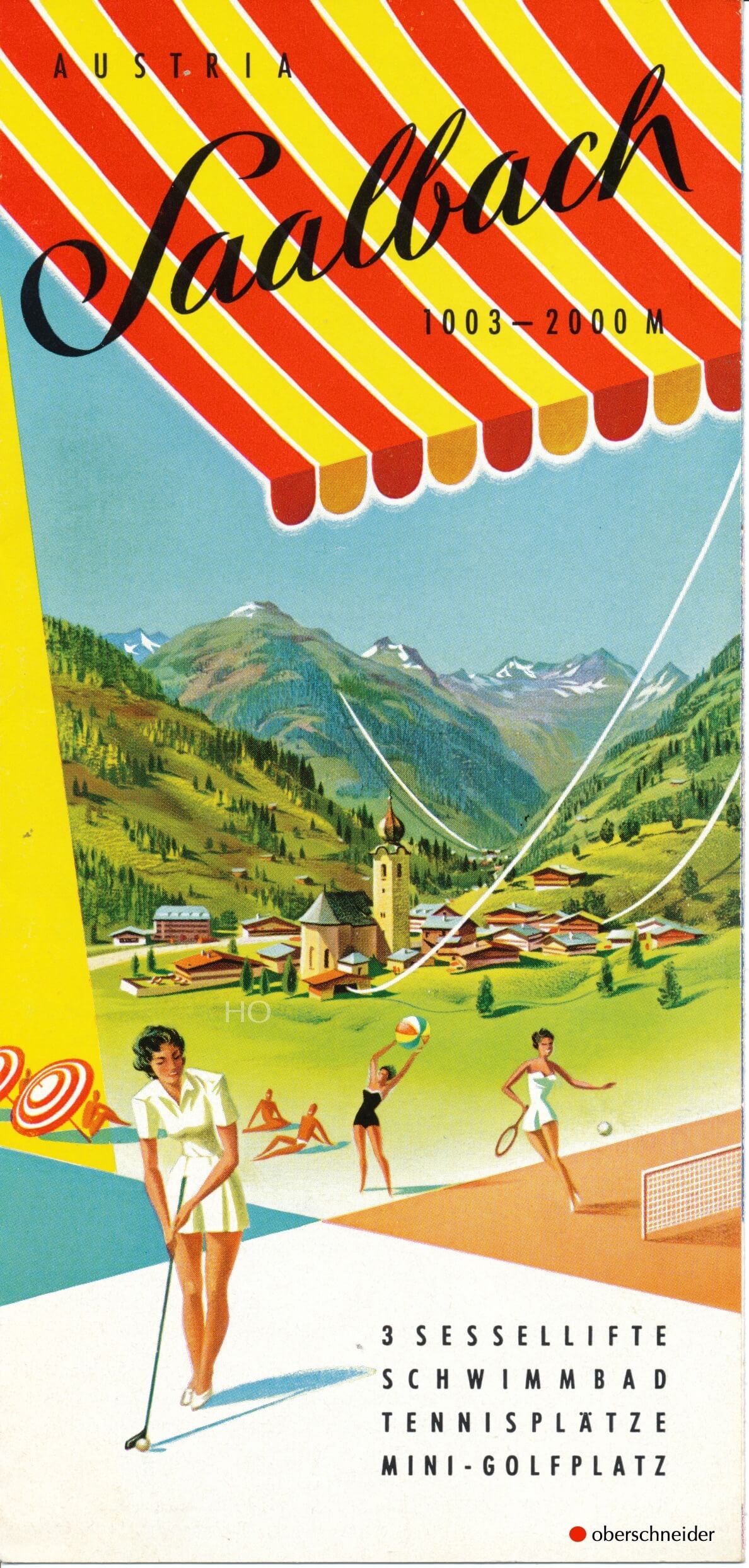 Gezeichnetes Titelbild vom Sommerprospekt Saalbach von Hans Oberschneider