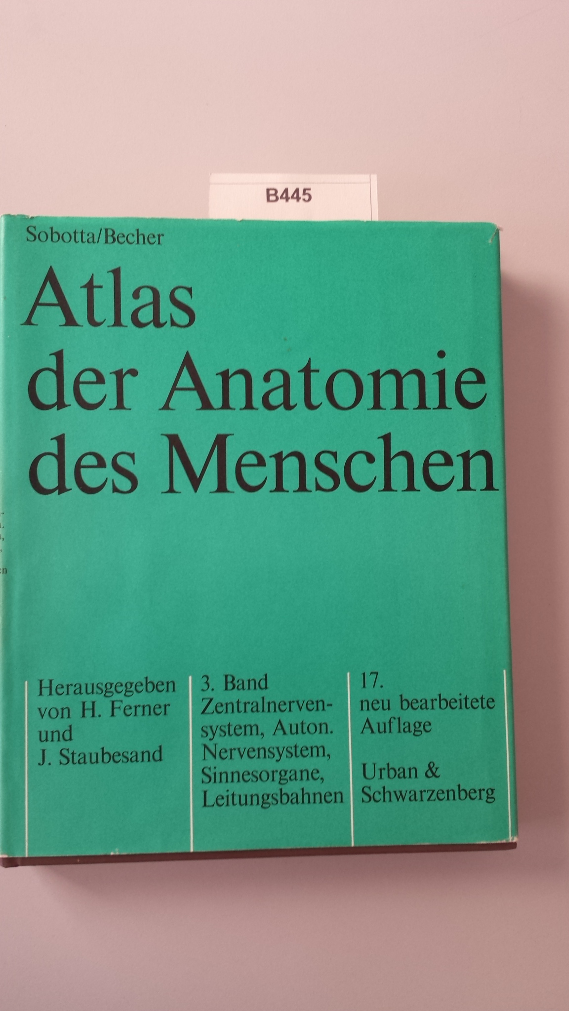 Buch: B445 Atlas der Anatomie des Menschen Band 3 Sobotta
