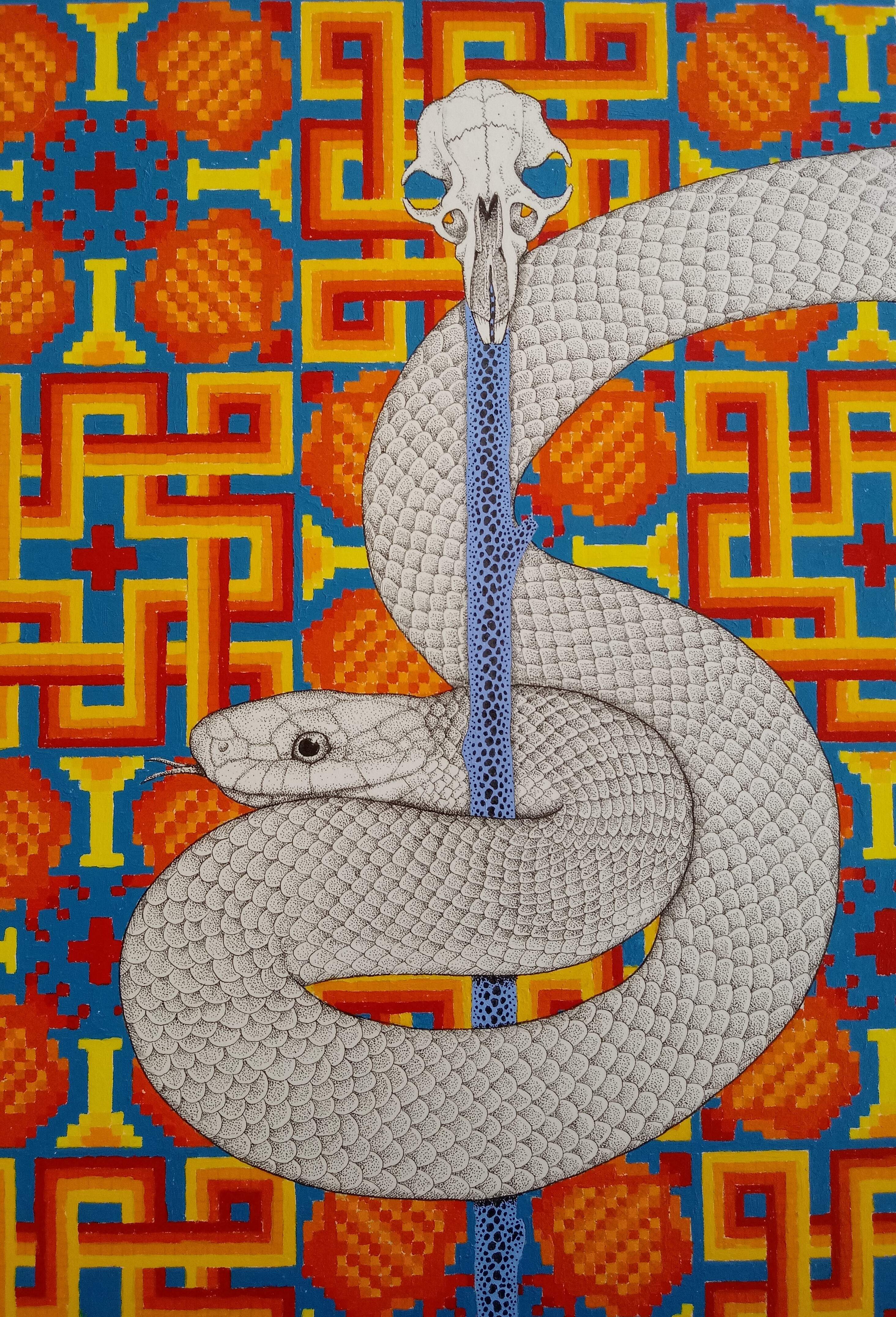 2021, Acrylic and ink on Hahnemühle paper, for "Fantastic Austrian Reptiles", 20x30cm