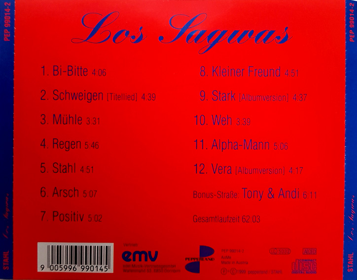 STAHL Album Los Sagwas CD-Cover Rückseite