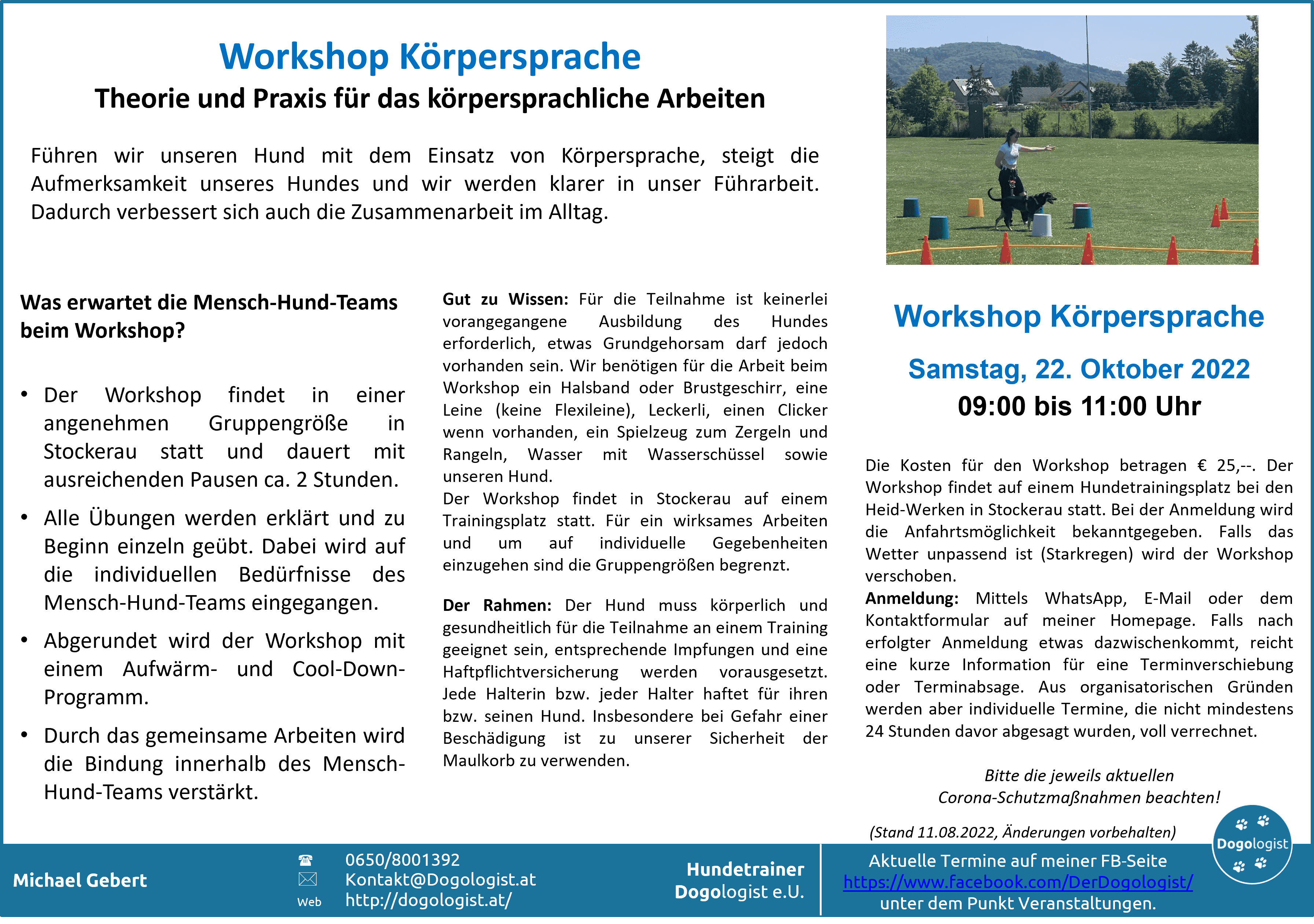 Workshop Körpersprache am Samstag, dem 22. Oktober 2022