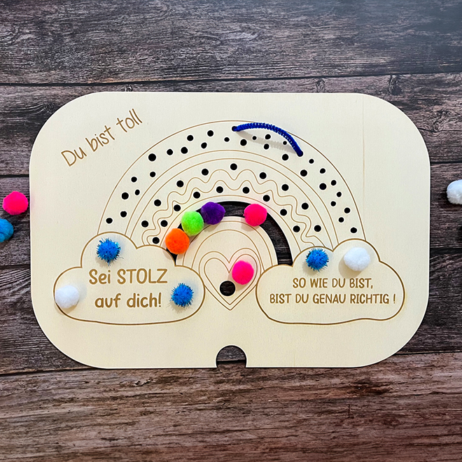 Spielplatte "Regenbogen" mit Affirmation | Groß | Sortier- und Spielplatte für Kinder