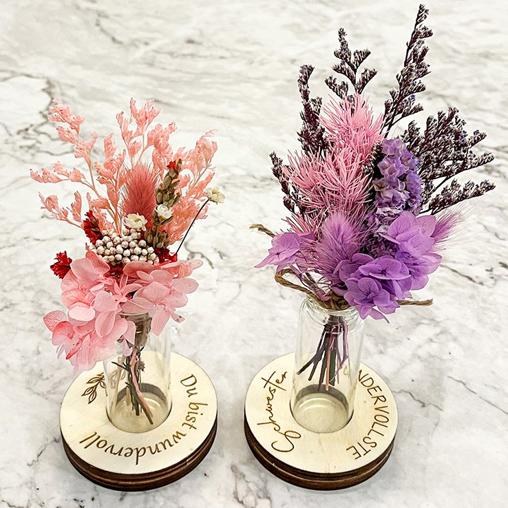 Minivase "Wundervoll" mit Trockenblumen | Personalisierung möglich