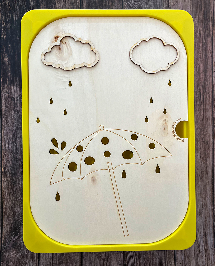 Spielplatte "Regenschirm" | Groß | Sortier- und Spielplatte für Kinder