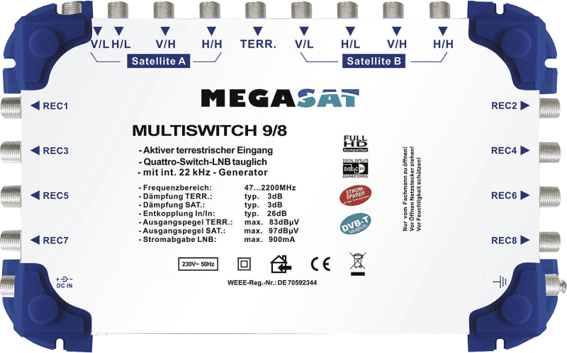 Multischalter 9/8 Megasat