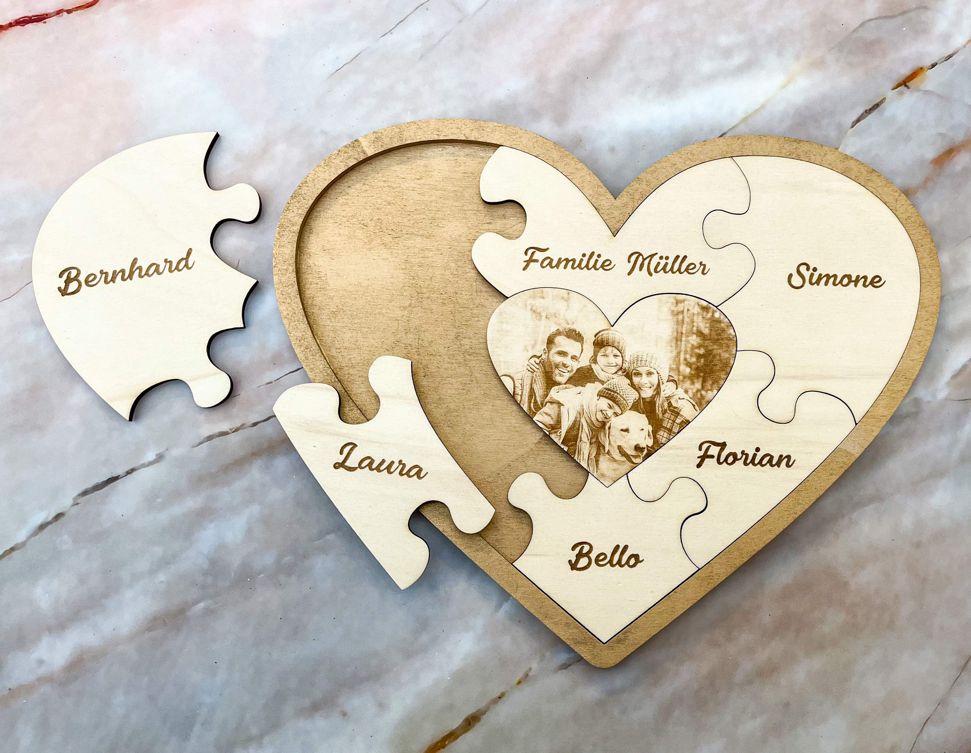 Puzzle "Familie" mit Foto und Wunschtext personalisiert | ca 23 x 29 cm