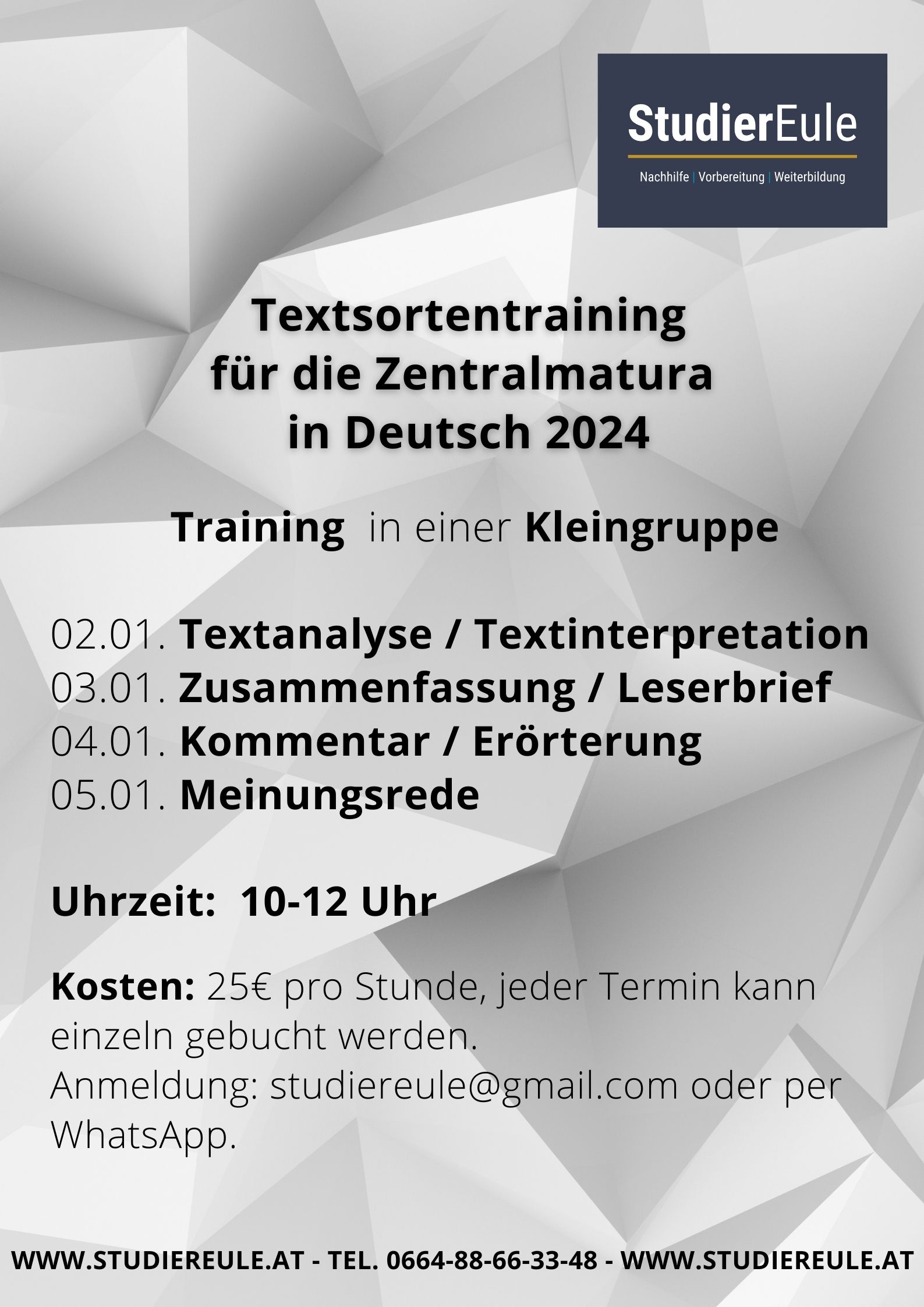 Textsortentraining für die Zentralmatura 2024 - Deutsch