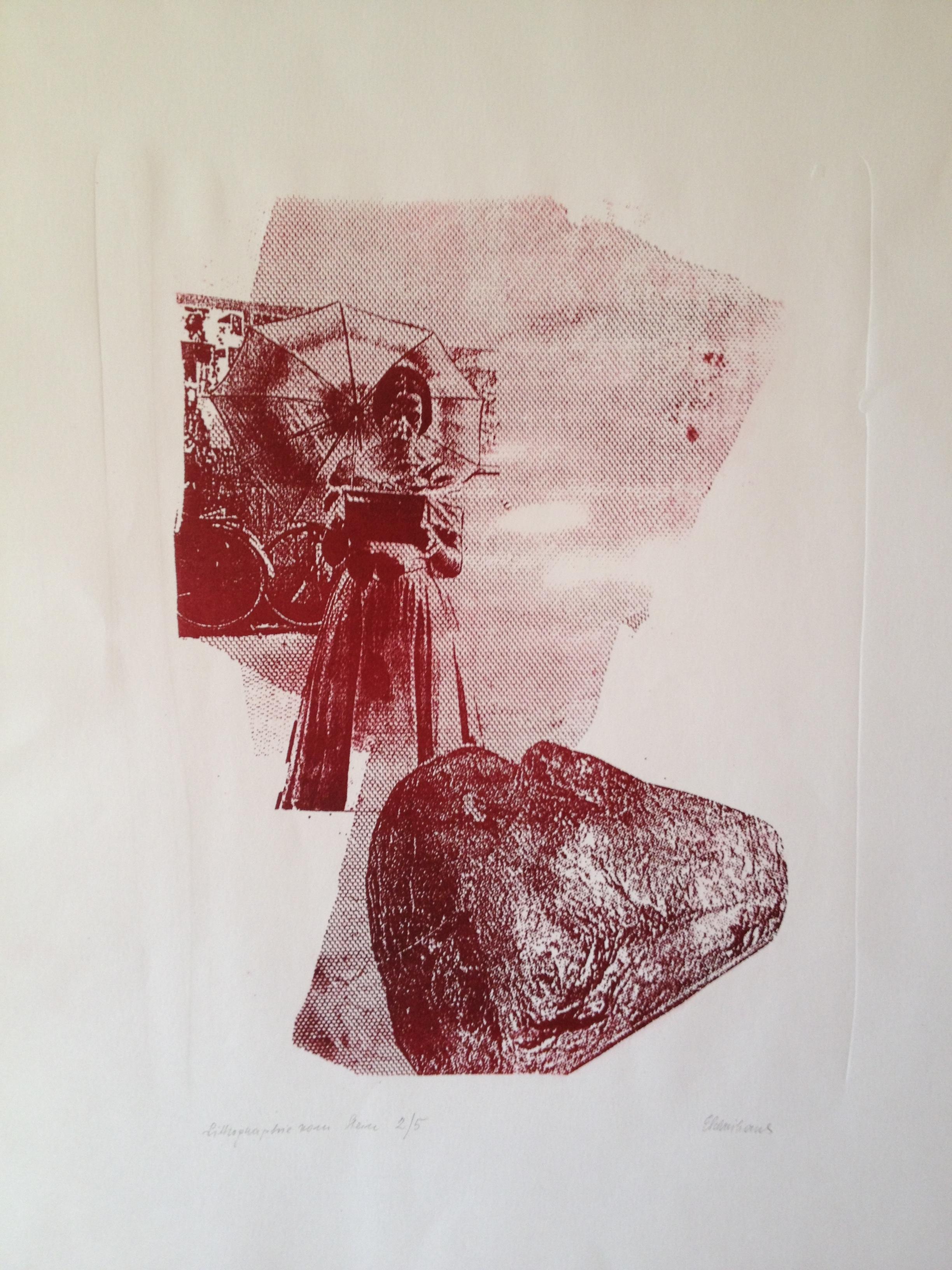 Lithographie vom Stein, sehr geringe Auflage, Blattgröße 50 x 70 cm
