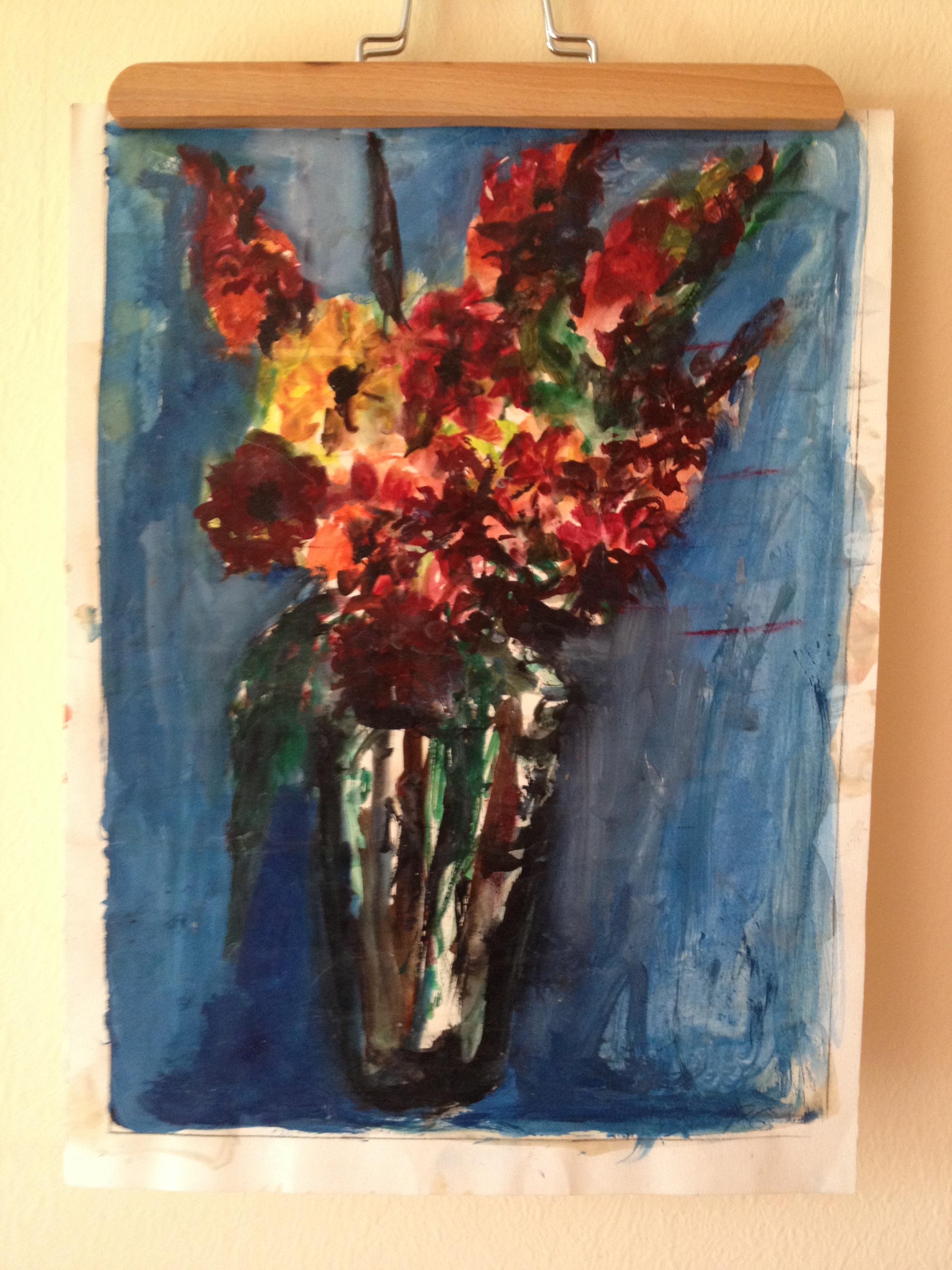 Farbenprächtiger Blumenstrauß des Dobrowsky Schülers, Größe 30 x 40 cm