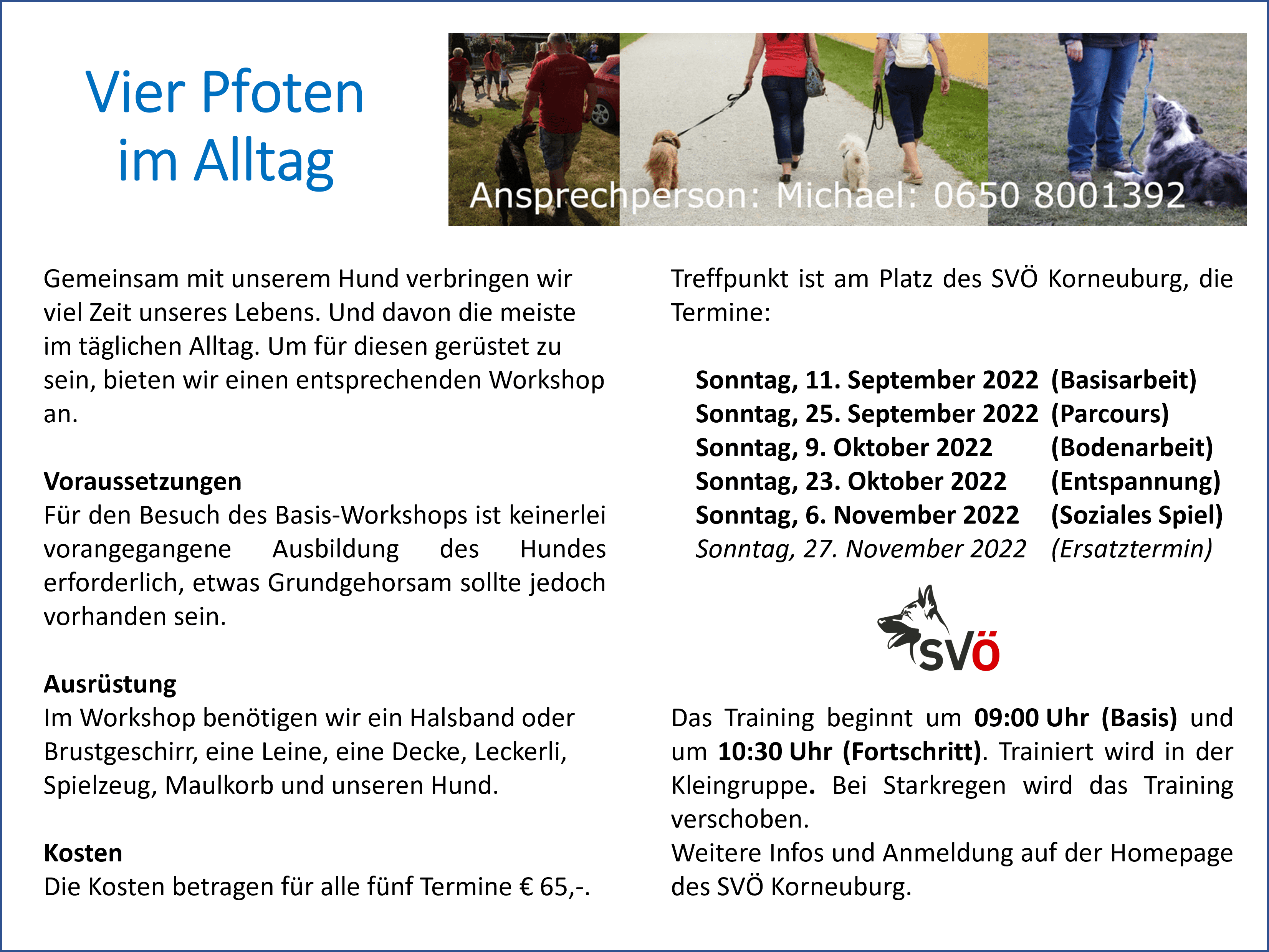 Alltagstraining beim SVÖ Korneuburg ab September am Sonntag Vormittag