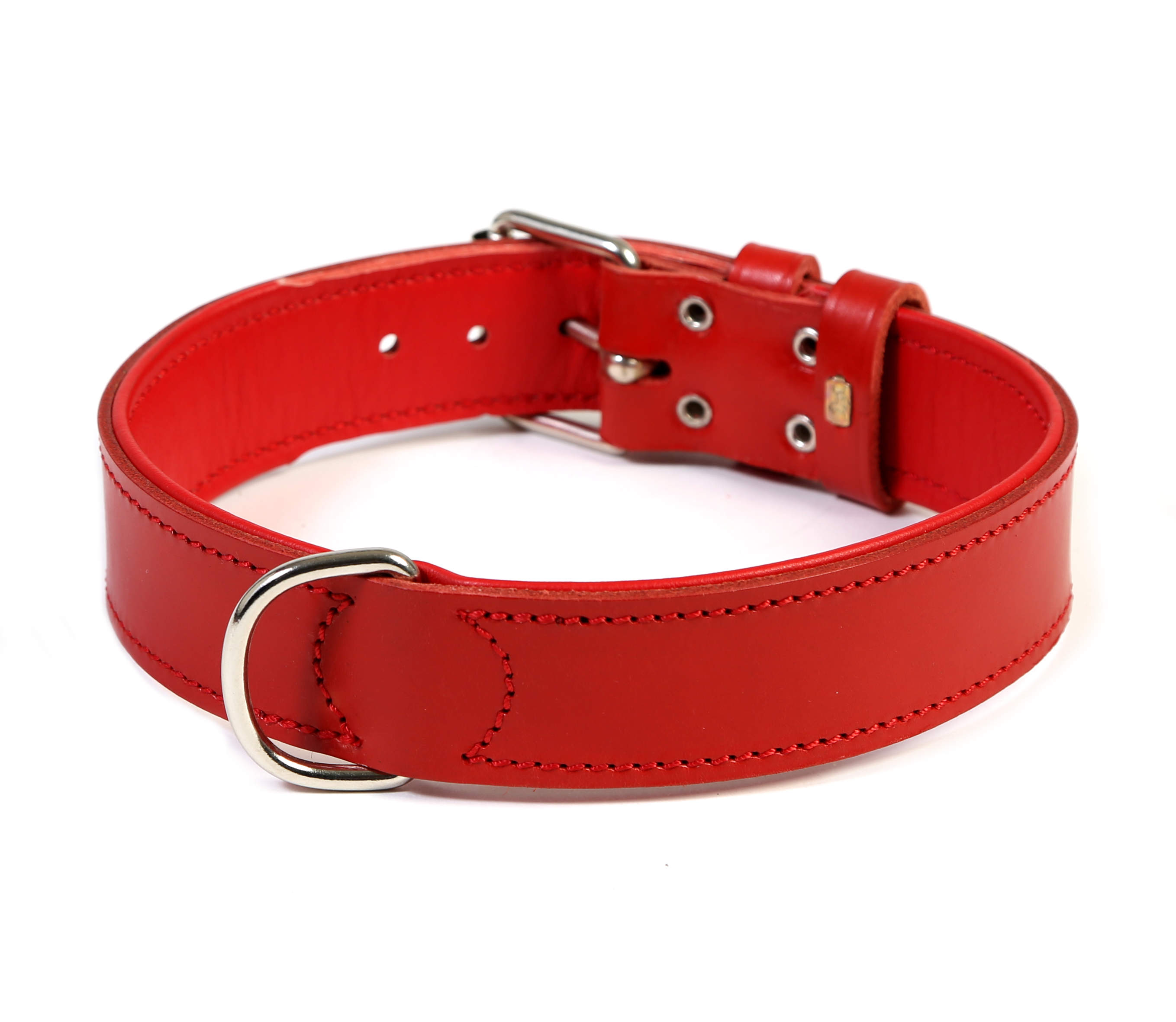 IDEAL Lederhalsband, Classic, 38mm, rot-rot-silber