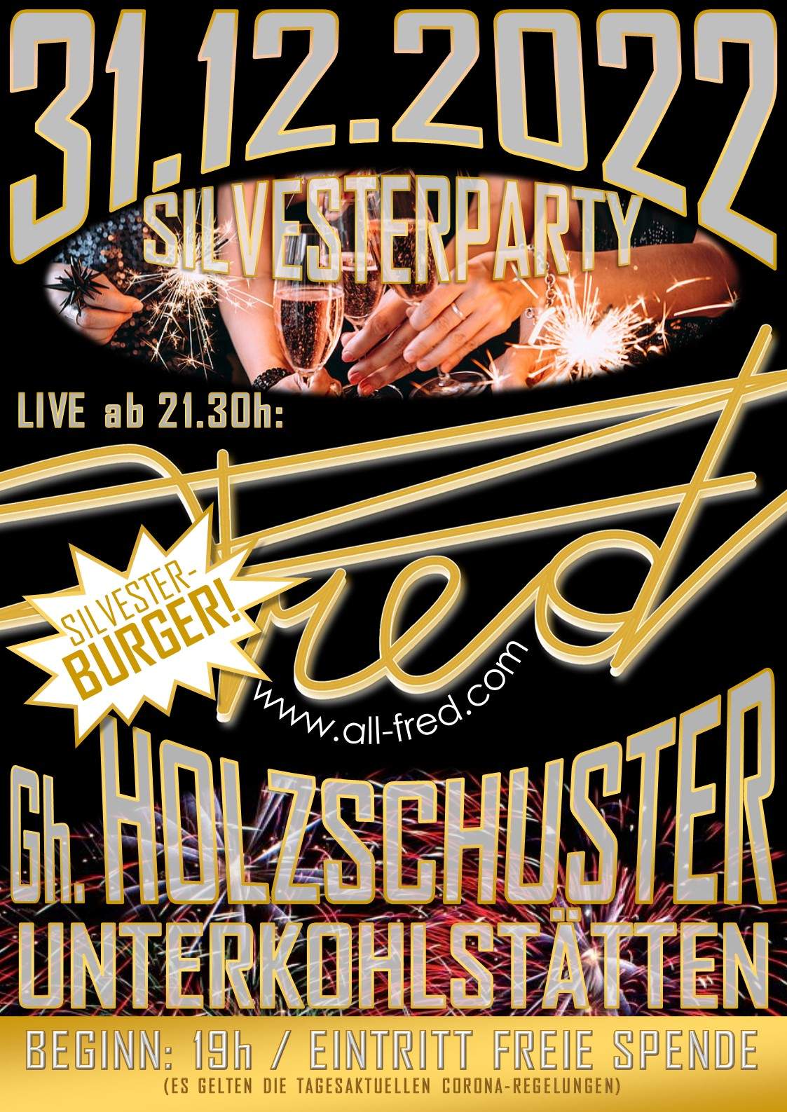 Silvesterparty Gh. Holzschuster mit FRED live!